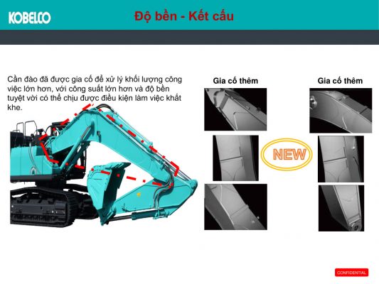 Cần đào gia cường trên dòng máy xúc Kobelco SK-10