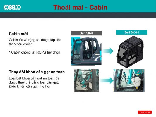 Cabin thế hệ mới trên dòng máy xúc Kobelco SK-10
