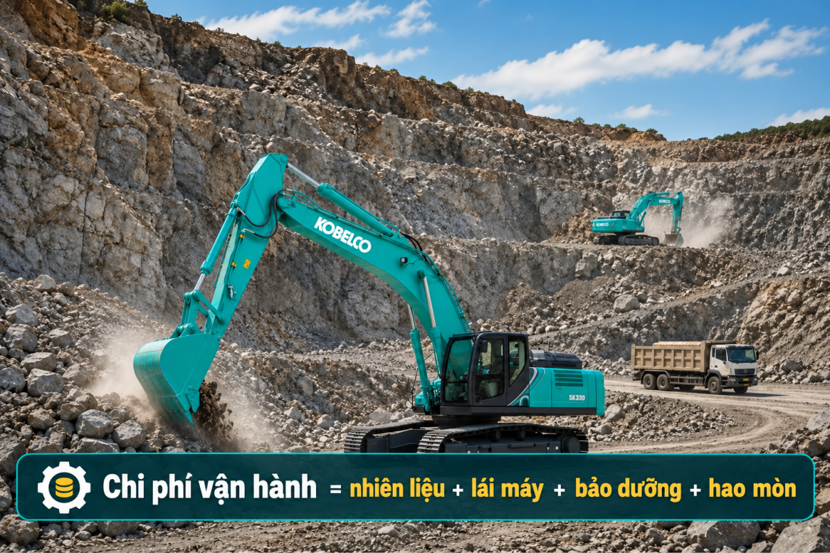 Chi phí vận hành SK330-10 tại công trường